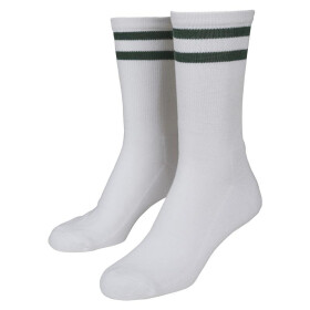 Urban Classics 2-Stripe Socks 2-Pack, white/green