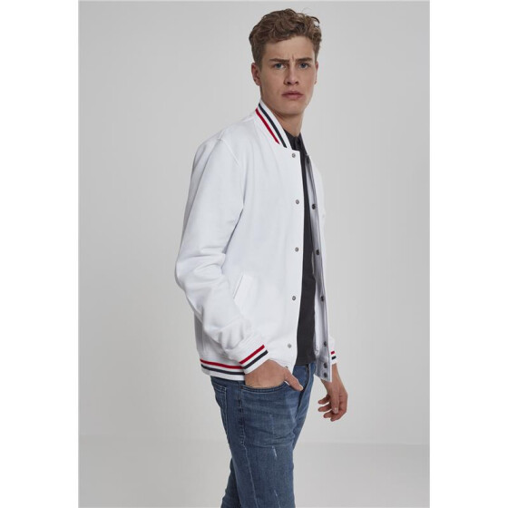 Urban Classics 3-Tone College Sweat Jacket, white/firered/navy