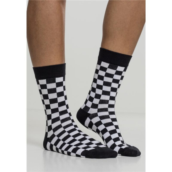 Urban Classics Checker Socks 2-Pack, black/white