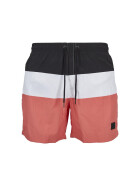 Urban Classics Color Block Swimshorts, coral/blk/wht