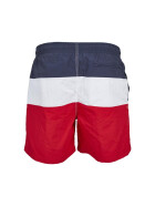 Urban Classics Color Block Swimshorts, firered/navy/white
