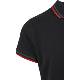 Urban Classics Double Stripe Poloshirt, black/green/fire red