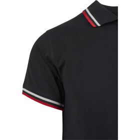 Urban Classics Double Stripe Poloshirt, blk/wht/firered
