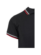 Urban Classics Double Stripe Poloshirt, blk/wht/firered