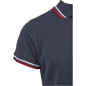 Urban Classics Double Stripe Poloshirt, navy/white/fire red
