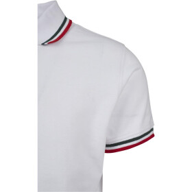 Urban Classics Double Stripe Poloshirt, white/green/firered