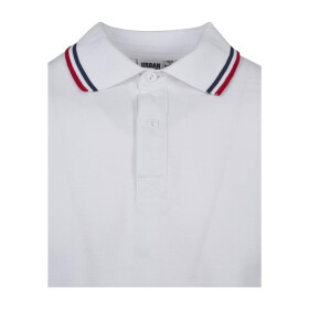 Urban Classics Double Stripe Poloshirt, white/navy/fire red