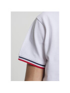 Urban Classics Double Stripe Poloshirt, white/navy/fire red