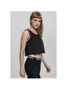 Urban Classics Ladies Cropped Mesh Top, black/fire red/white