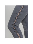 Urban Classics Ladies Denim Lace Up Skinny Pants, grey