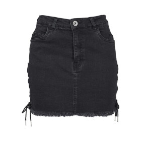 Urban Classics Ladies Denim Lace Up Skirt, black washed