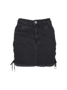 Urban Classics Ladies Denim Lace Up Skirt, black washed