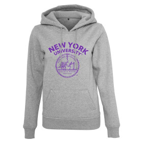 Merchcode Ladies NYU purple Logo Hoody, heather grey