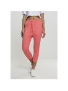 Urban Classics Ladies Open Edge Terry Turn Up Pants, coral