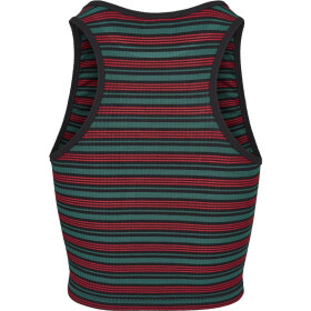 Urban Classics Ladies Rib Stripe Cropped Top, green/black/firered