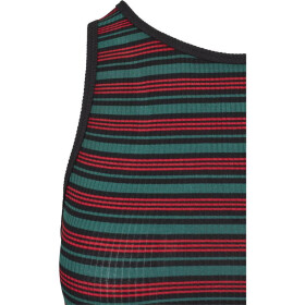 Urban Classics Ladies Rib Stripe Cropped Top, green/black/firered