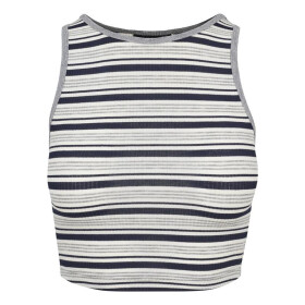 Urban Classics Ladies Rib Stripe Cropped Top, navy/white/grey
