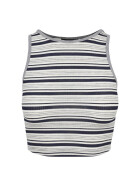Urban Classics Ladies Rib Stripe Cropped Top, navy/white/grey