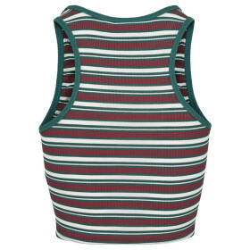 Urban Classics Ladies Rib Stripe Cropped Top, white/green/firered