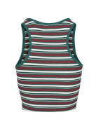 Urban Classics Ladies Rib Stripe Cropped Top, white/green/firered