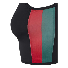 Urban Classics Ladies Side Stripe Cropped Zip Top, black/firered/green