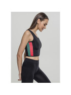 Urban Classics Ladies Side Stripe Cropped Zip Top, black/firered/green