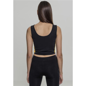 Urban Classics Ladies Side Stripe Cropped Zip Top, black/white/chromeyellow