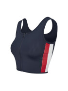 Urban Classics Ladies Side Stripe Cropped Zip Top, navy/fire red/white