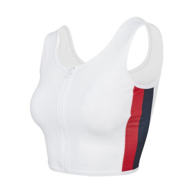 Urban Classics Ladies Side Stripe Cropped Zip Top, white/firered/navy