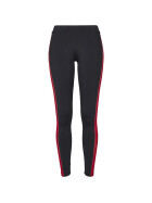 Urban Classics Ladies Side Stripe Leggings, black/green/fire red