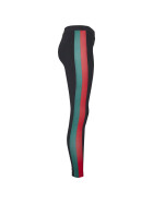 Urban Classics Ladies Side Stripe Leggings, black/green/fire red