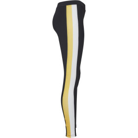 Urban Classics Ladies Side Stripe Leggings, black/white/chromeyellow