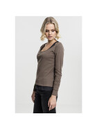 Urban Classics Ladies Two-Colored Longsleeve, army green/charcoal