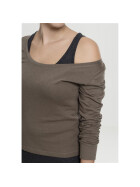 Urban Classics Ladies Two-Colored Longsleeve, army green/charcoal