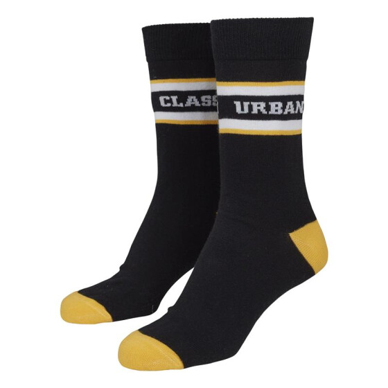 Urban Classics Logo Stripe Sport Socks 2-Pack, black/white/yellow