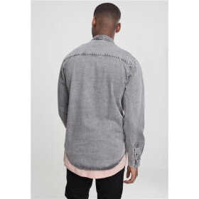 Urban Classics Low Collar Denim Shirt, grey wash
