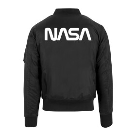 Mister Tee NASA Worm Logo Bomber Jacket, black