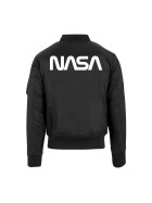 Mister Tee NASA Worm Logo Bomber Jacket, black