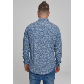 Urban Classics Printed Flower Denim Shirt, light blue wash
