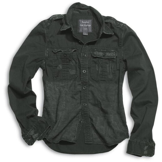 SURPLUS Raw Vintage Shirt, langarm, black washed XL