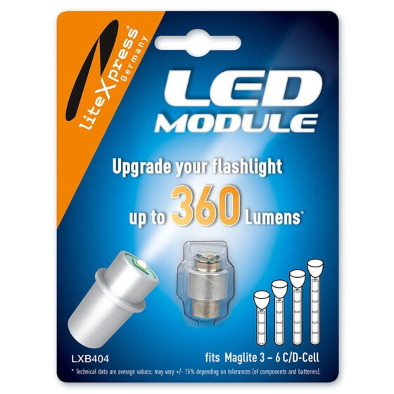 LiteXpress Mag-Lite LED Upgrade-Modul, 3 - 6 C/D-Cell