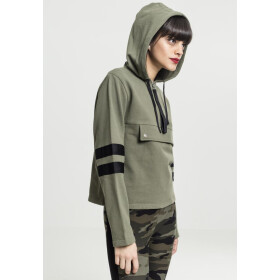 Urban Classics Ladies Peached Terry Troyer Hoody, olive/black