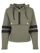 Urban Classics Ladies Peached Terry Troyer Hoody, olive/black