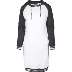Urban Classics Ladies Contrast College Hooded Dress, wht/blk