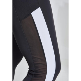 Urban Classics Ladies Tech Mesh Striped Pocket Leggings, blk/wht