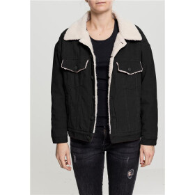 Urban Classics Ladies Oversize Sherpa Corduroy Jacket, blk/beige