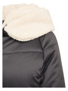 Urban Classics Ladies Sherpa Hooded Jacket, blk/darksand