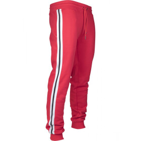 Urban Classics 3-Tone Side Stripe Terry Pants, firered/wht/blk
