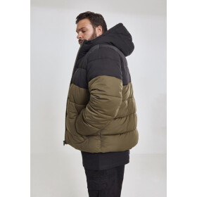 Urban Classics Hooded 2-Tone Puffer Jacket, darkolive/black