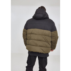 Urban Classics Hooded 2-Tone Puffer Jacket, darkolive/black